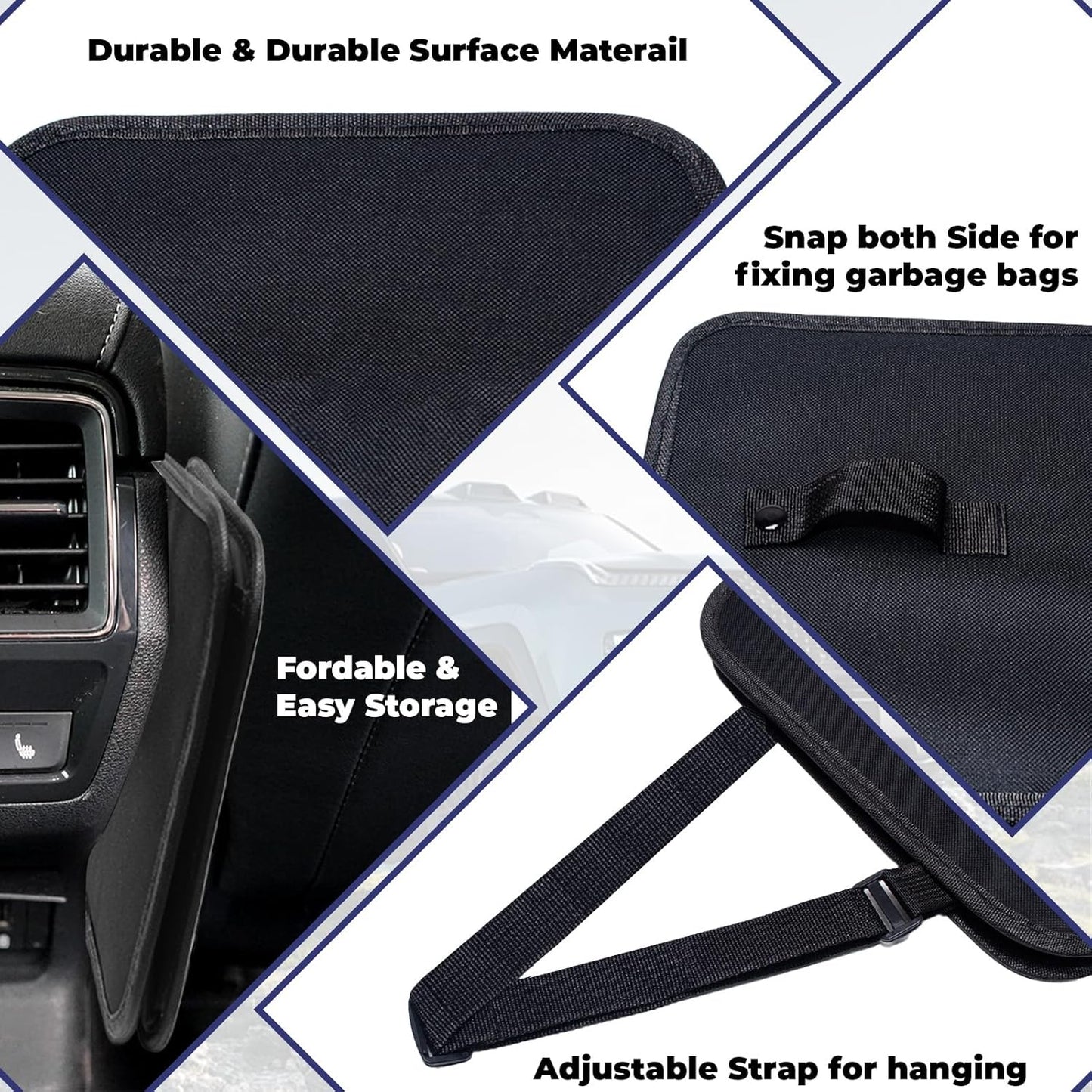 Car Trash Can, 2.8 Gallons Car Garbage Bag Hanging | Collapsible Hanging Car Trash Bin for Car Seat, Leakproof Garbage Bags, Car Interior Accessories