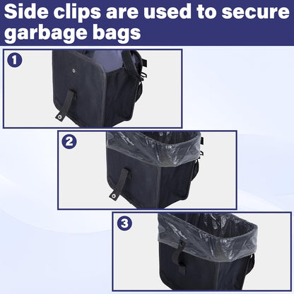 Car Trash Can, 2.8 Gallons Car Garbage Bag Hanging | Collapsible Hanging Car Trash Bin for Car Seat, Leakproof Garbage Bags, Car Interior Accessories