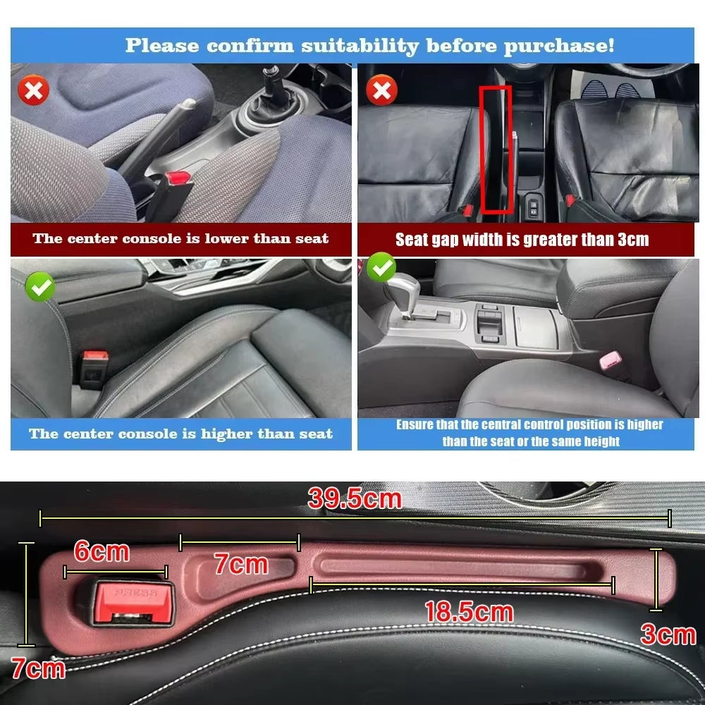 Universal 2Pcs Car Seat Console Bag between Seats Interior Auto Organizer Decoration Gap Filler Seat Crevice Storage Box