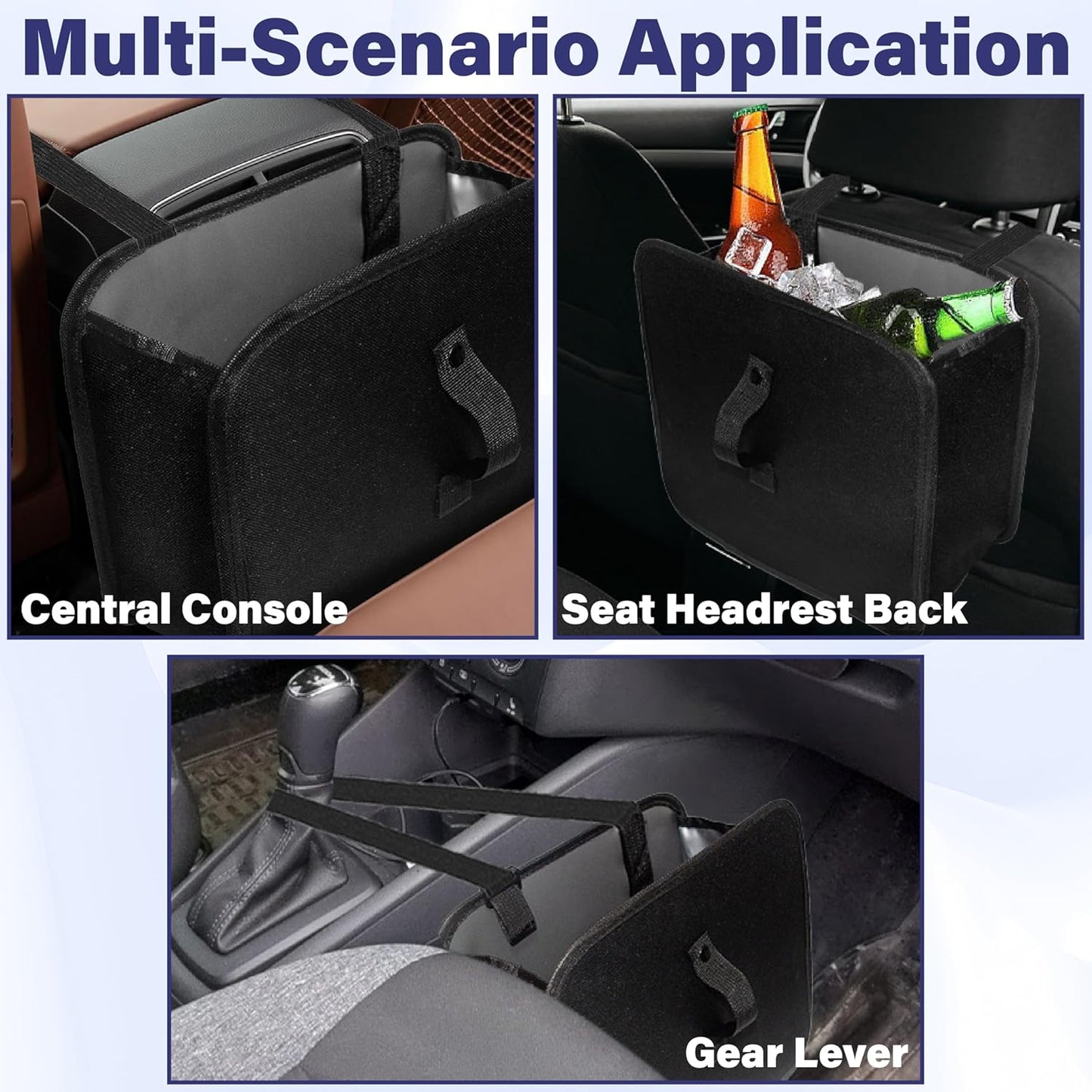 Car Trash Can, 2.8 Gallons Car Garbage Bag Hanging | Collapsible Hanging Car Trash Bin for Car Seat, Leakproof Garbage Bags, Car Interior Accessories